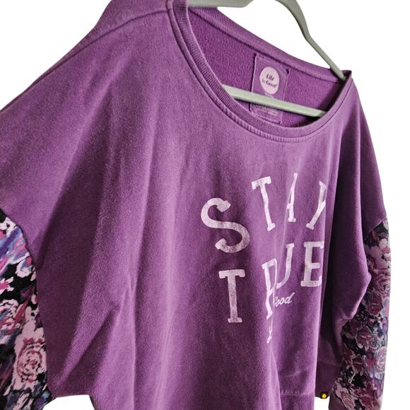 Life Is Good Sweater Stay True Pullover Sweater Womens XXL Purple Knit Sweater - Picture 6 of 10